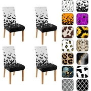 Conpaxye Stretch Fabric 4-Piece Polyester Dining Chair Slipcover, 08.halloween-01