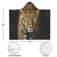 thumbnail image 3 of Cool Leopard Wearable Blanket Hoodies for Women Men Adults Warm Lightweight Bright Blue Eyes Leopards Hooded Blankets for Couch Bed Decor Birthday Gifts 50x60 Inch, 3 of 5