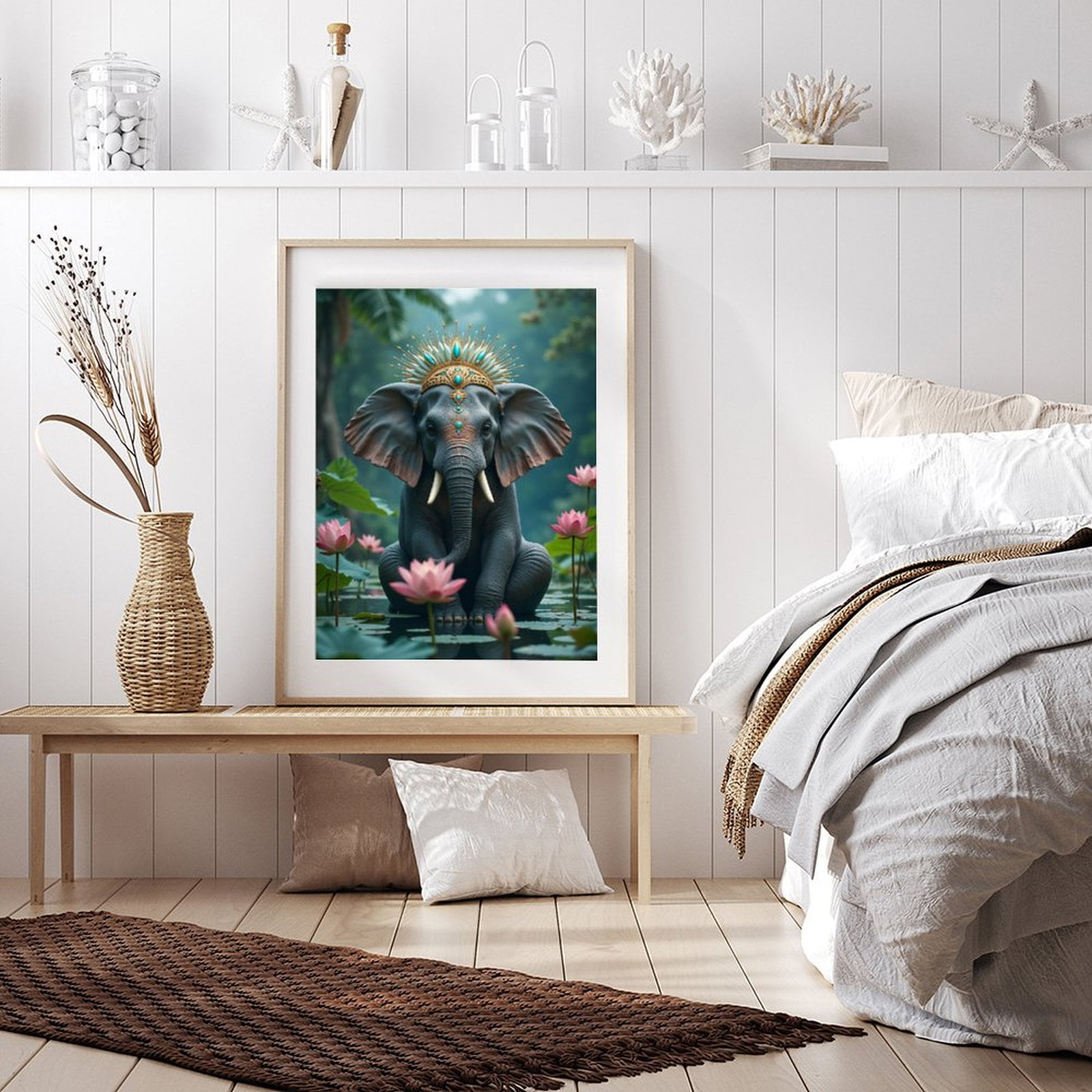 Diamond Art Kits for Adults - 5d Elephant Lotus Crown Nature Elegance Diamond Painting for Adults, Diamond Art for Adults Beginners, Diamond Painting Kits for Adults for Home Wall Decor