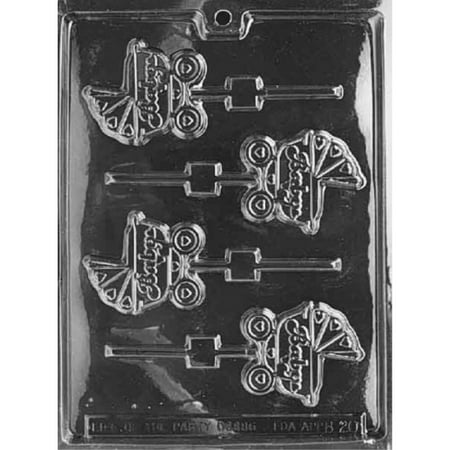 Imprinted Chocolate - Cybrtrayd Life of the Party B020 Carriage Lolly Chocolate Candy Mold in Sealed Protective Poly Bag Imprinted with Copyrighted Cybrtrayd Molding Instructions