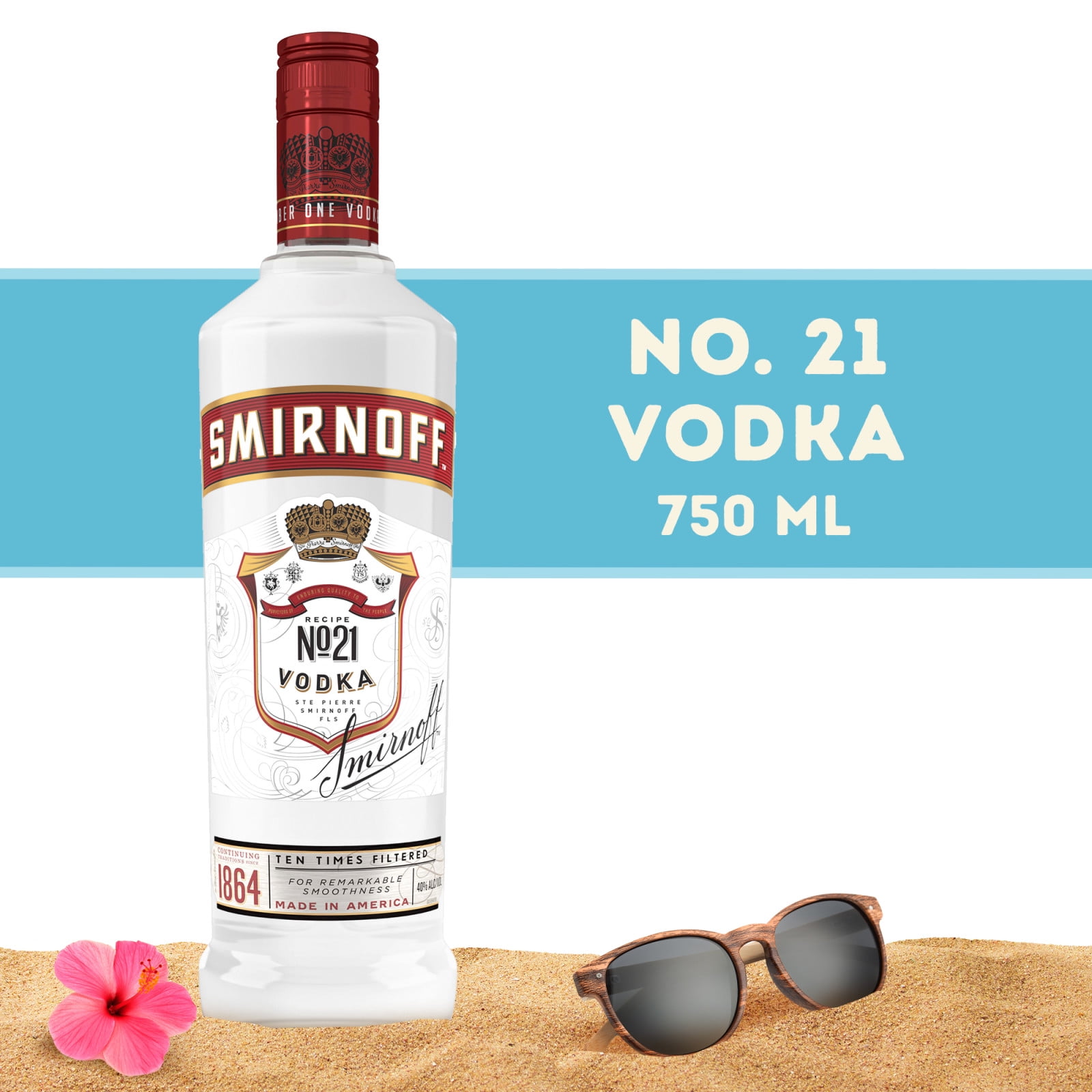 Smirnoff No. 21 80 Proof Vodka, 750 mL Glass Bottle