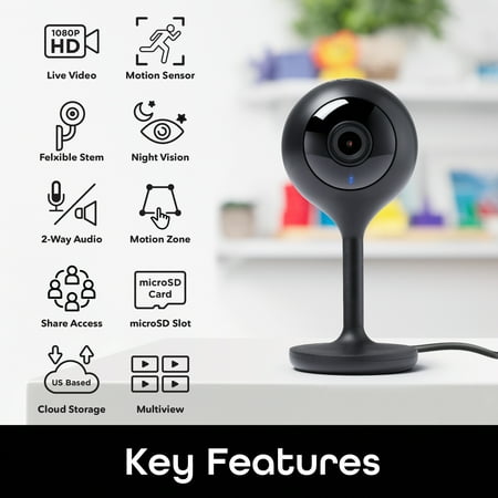 Geeni - Indoor Wi-Fi Wireless Network Surveillance Cameras (2-Pack) - Black