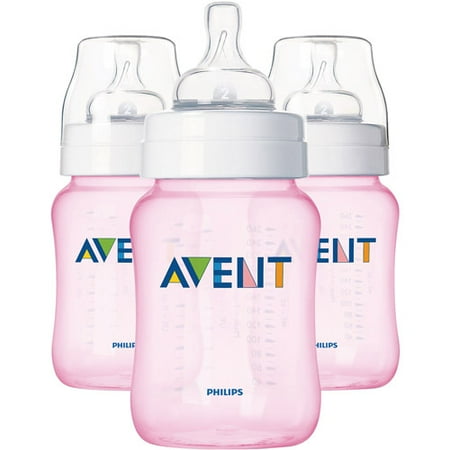 Philips AVENT SCF684/37 9 Ounce BPA Free Classic Polypropylene Bottle, 3-Pack, Pink