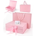 thumbnail image 1 of Juego de Cajas de Regalo, Con Caja de Regalo(34 * 25 * 12.5 CM)+ Bolsa de Regalo,con Bodas y Fiestas, Bridal shower, Boda, Halloween, Navidad (Rosa), 1 of 4