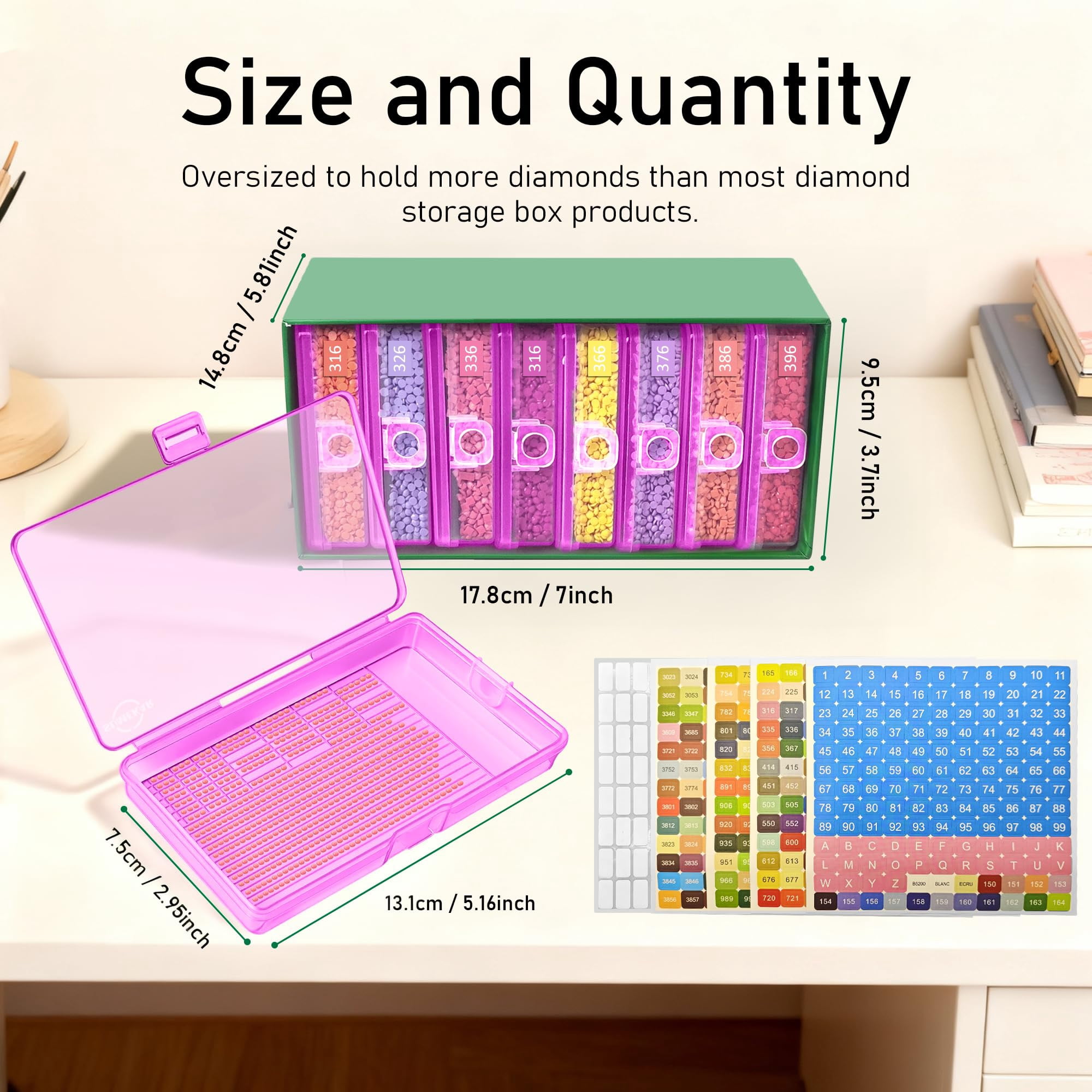 Sumekar 8PCS Extra Large Diamond Art Kits Tray Tool,Diamond Painting Accessories,2-in-1 Diamond Art Trays with Lids(Purple)
