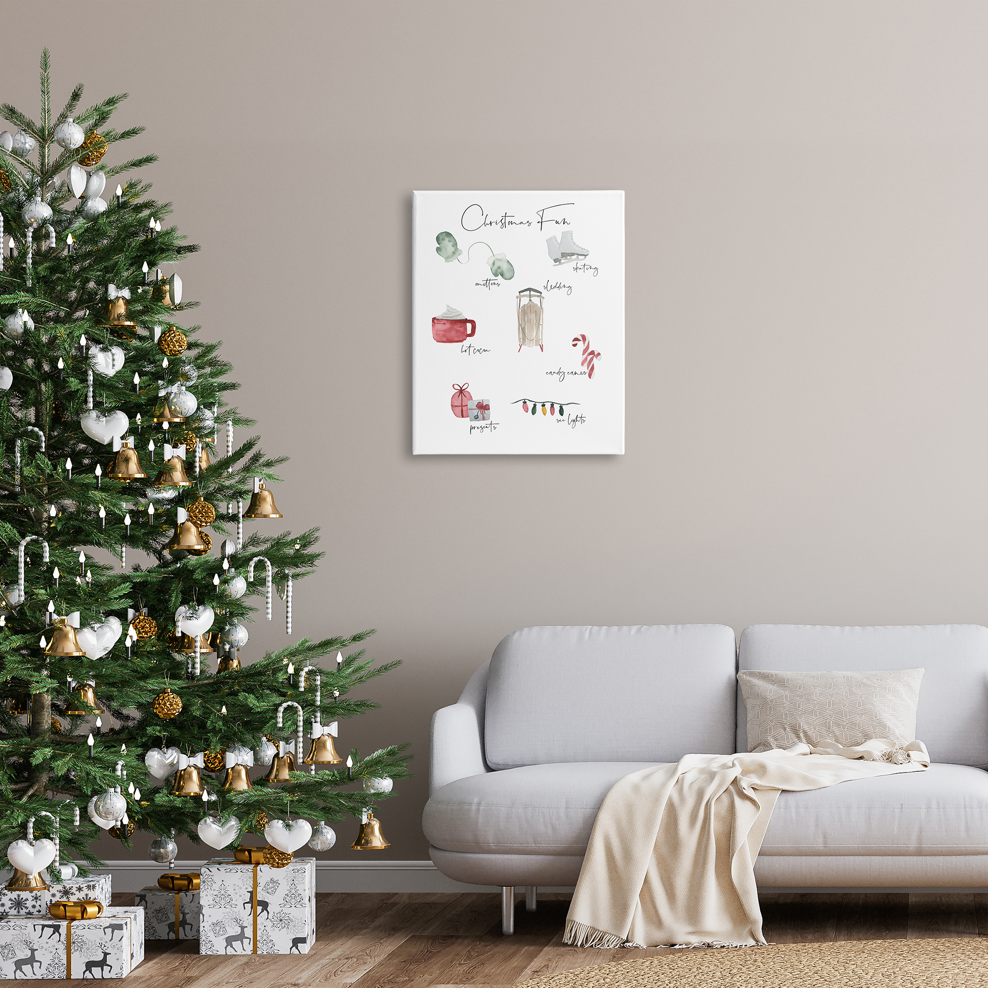 Stupell Indtries Christmas Fun Illtrated Item List Festive Holiday Traditions,24 x 30,Design by Lucille Price
