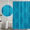 thumbnail image 4 of Shower Curtain Bathroom Set Nautical Anchor Blue Plank Waterproof Fabric Shower Curtains with Grommets&Hooks, Retro Country Wood Grain Privacy Bath Curtain for Bathtub 60x72in, 4 of 9