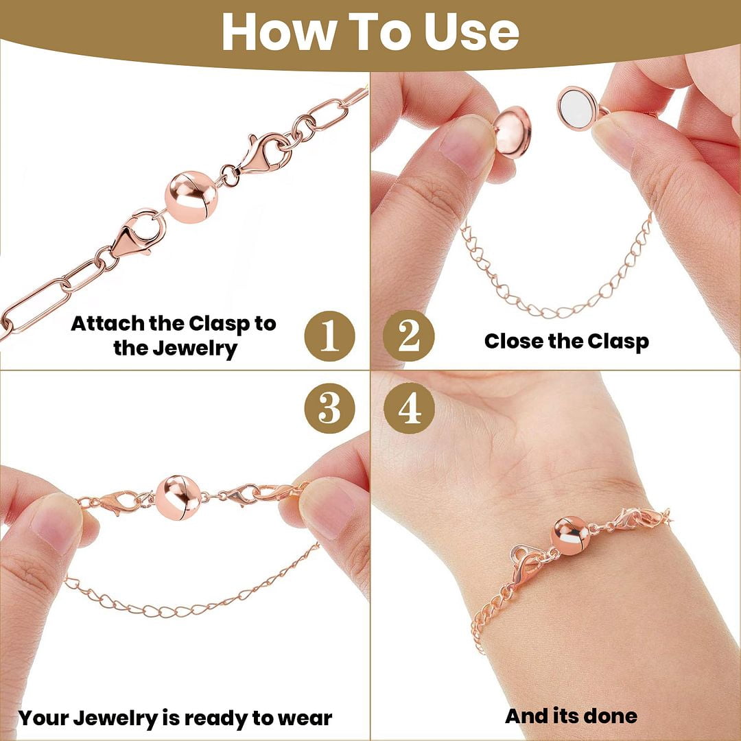 Magnetic Necklace Clasps and Closures - 925 Sterling Silver Magnetic Bracelet Clasps and Closures Set of 3 - Yellow Gold/ Rose Gold/ Silver Birthday Christmas Gifts