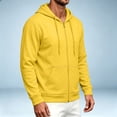 thumbnail image 5 of Qwertyu Zip Up Hoodie Men Long Sleeve Fleece Hooded Cardigan with Pocket Lightweight Loose Fit Athletic Jackets Yellow S, 5 of 6