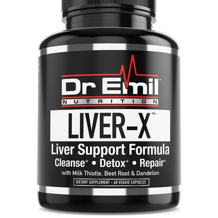 Dr. Emil Liver-X Liver Cleanse & Detox with Milk Thistle, Dandelion Root & Powerful Antioxidants - Total Liver Aid & Support Supplement (60 Veggie
