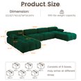 thumbnail image 4 of Magic Home 138.6" Modular Sectional Sofa with Movable Ottomans, Modern Flannel Fabric Deep Seat U-Shaped Cloud Couches Green Couch for Living Room, Apartment, Office, 6-Seat, Green, 4 of 12