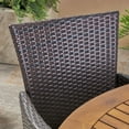 thumbnail image 5 of GDF Studio Jersey Outdoor Acacia Wood and Wicker 5 Piece Dining Set with Cushion, Teak, Multibrown, and Beige, 5 of 13