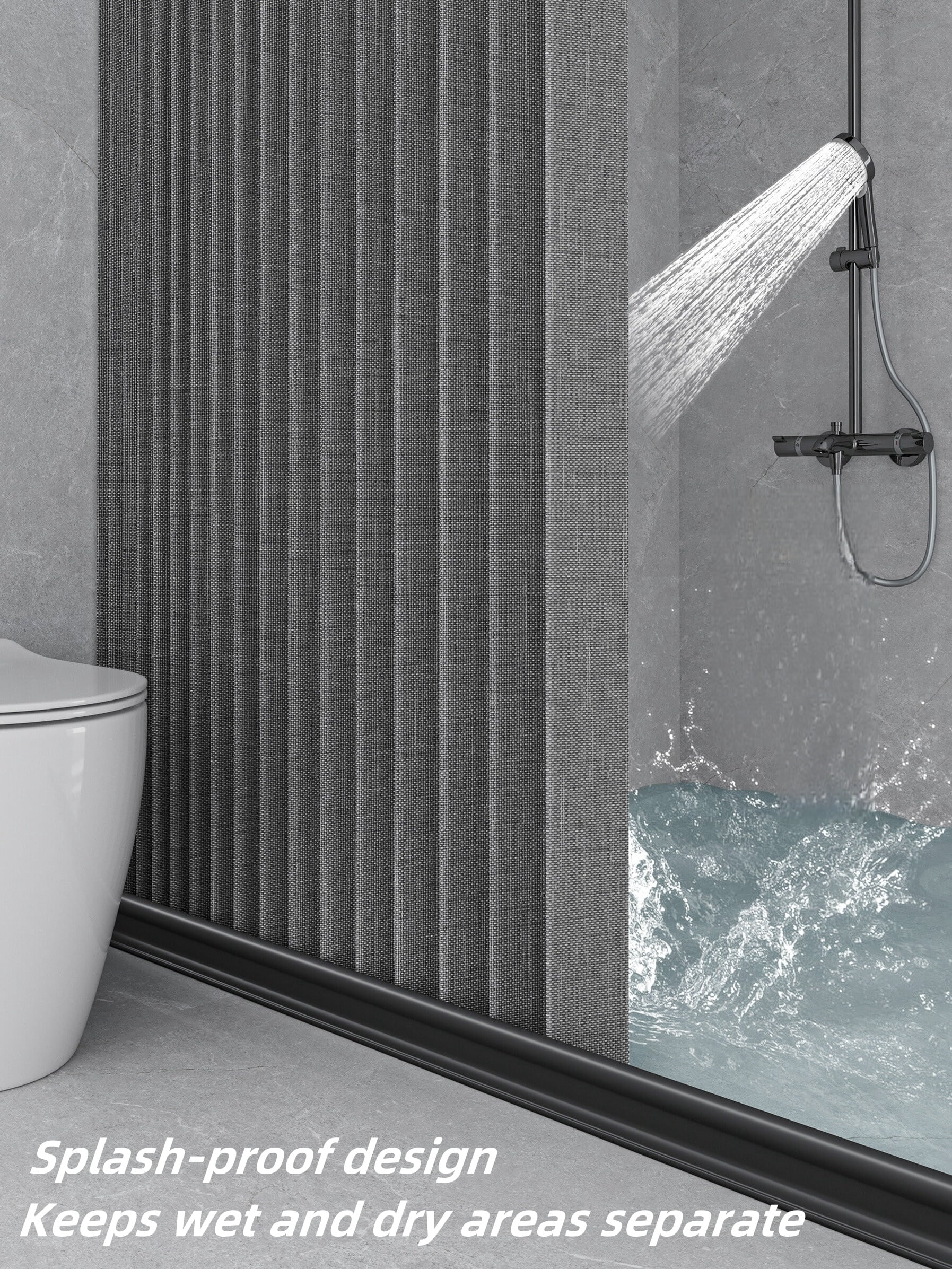 Magnetic Shower Curtain Folding  Polyester Waterproof Shower Curtains for Home Hotel B&B Bathroom (72"W x 72"L) 1 Piece Decoration Traditional Simple