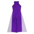 thumbnail image 6 of Mufeng Girls Formal Flower Jumpsuit Halter Sleeveless Dressy Overalls One Piece Long Pants Romper Purple 10, 6 of 7