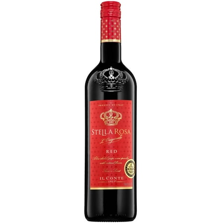 Stella Rosa Red Semi-Sweet Semi-Sparkling Red Wine, 750ml Glass Bottle, Piedmont, Italy