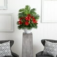 thumbnail image 4 of Nearly Natural 27in. Red Hibiscus and Areca Palm Artificial Plant in White Bowl, 4 of 4