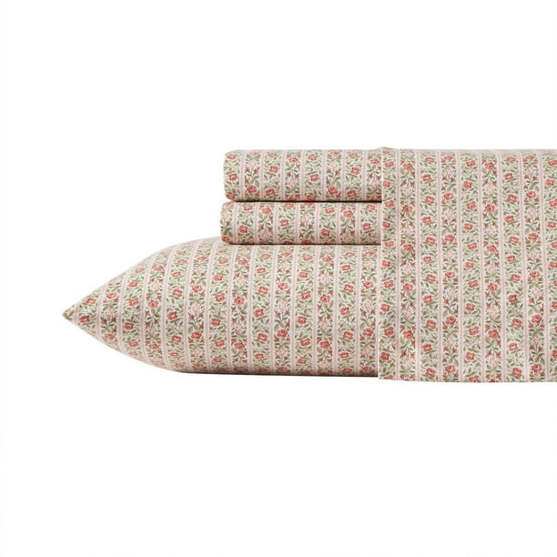 Juego de ropa de cama Laura Ashley Percal de algodón completo Marta a rayas