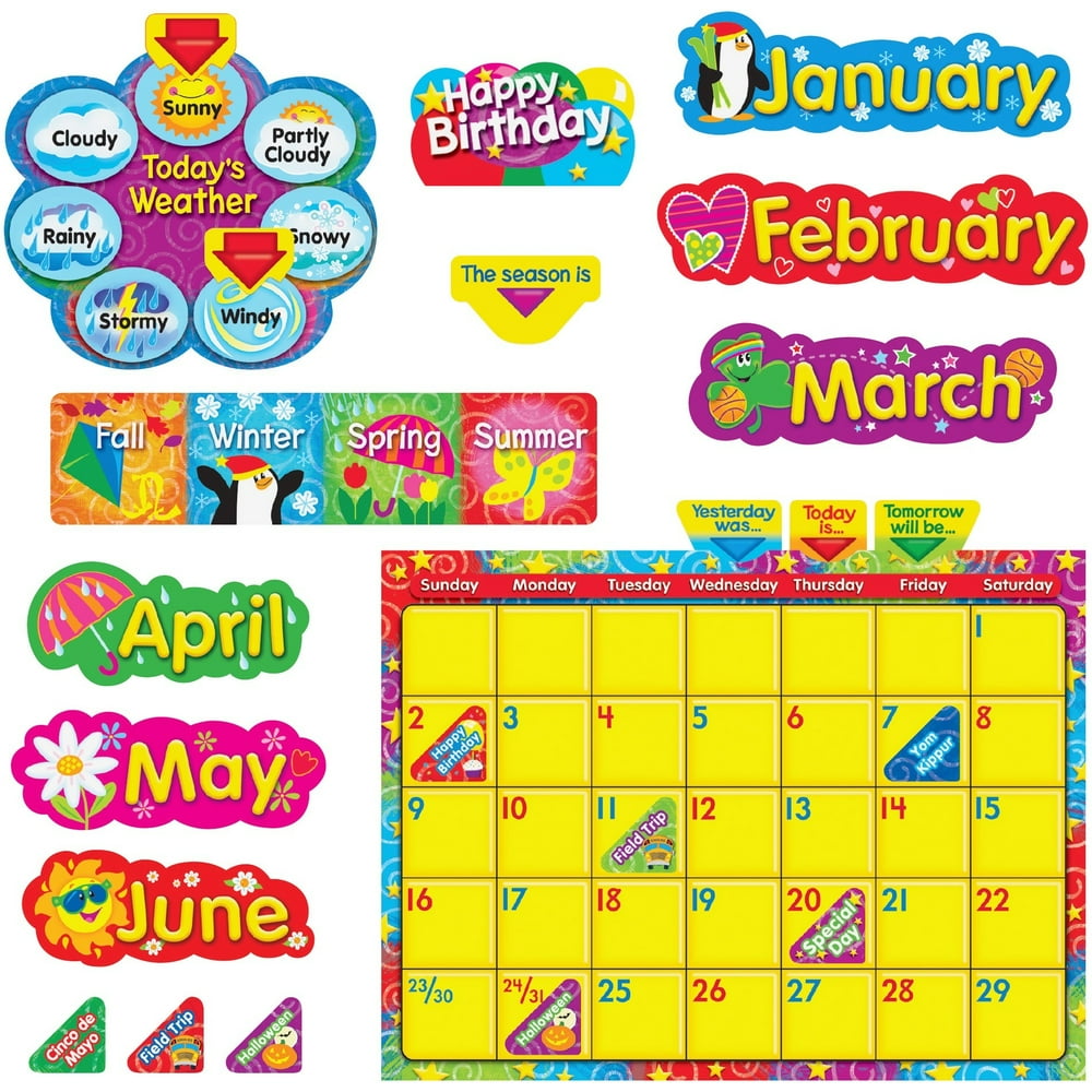 Trend WipeOff Stars/Swirls Calendar Bulletin Board Set, 1 Set (Quantity