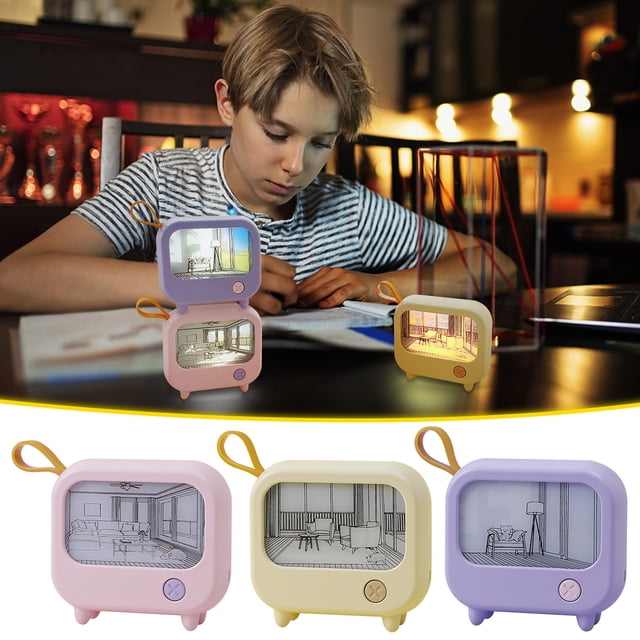 Ganfancp Light Painting Bedroom Night Light Acogedora Luz Cálida Luz de Ambiente Lámpara de Mesa de Estudio para Niños de 2 Velocidades de Luz Regulable Ofertas Del Día 1X Set de Luz Nocturna