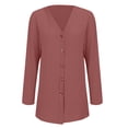 thumbnail image 4 of Women's Ribbed Knit Cardigan Anti-Pill Cloud Comfort Cardigan Fall Lightweight Open Front Coat Coffee Run Chic Pocket Packable Layer Fine Brushed Soft Long Sleeve Red S, 4 of 9