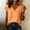 Orange women's v neck wrap top a1, variant on Women's V Neck Short Sleeve Wrap Top Cotton Linen Casual Blouse Solid Basic Tee Shirt Party Wear Summer Fashion, Orange L
