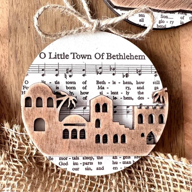 Adorno de belén con partitura musical, juego de adornos de madera para la historia del belén, nuevo y divertido adorno religioso para colgar en el árbol de Navidad 2024, regalos cristianos de Pascua p