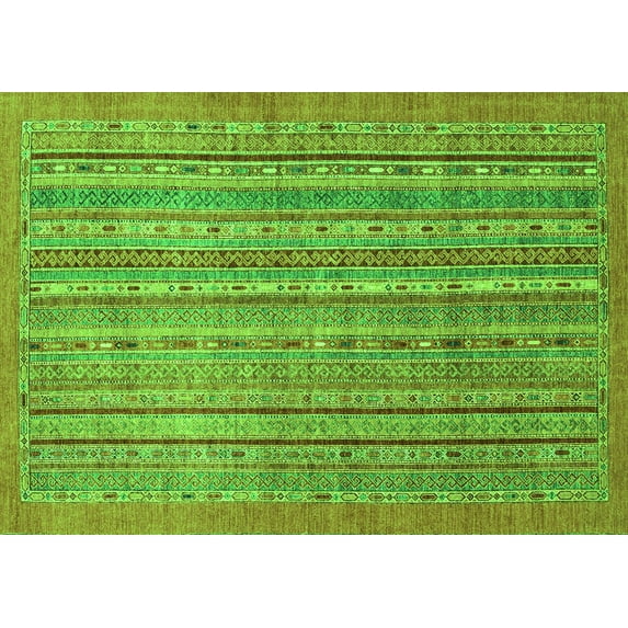 Ahgly Company Indoor Rectangle Abstract Green Modern Area Rugs, 2' x 3'