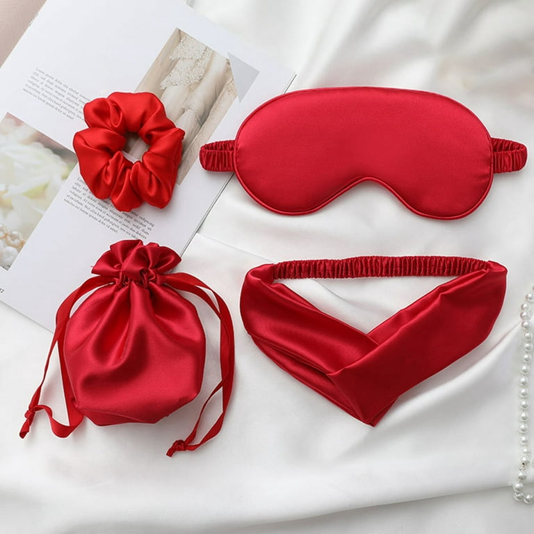Peaoy Sleep Mask Silk Eye Mask for Sleeping Blindfold Eye Covers with  Headband Scrunchy Pouch for Travel Night Sleep Christmas Gift Set