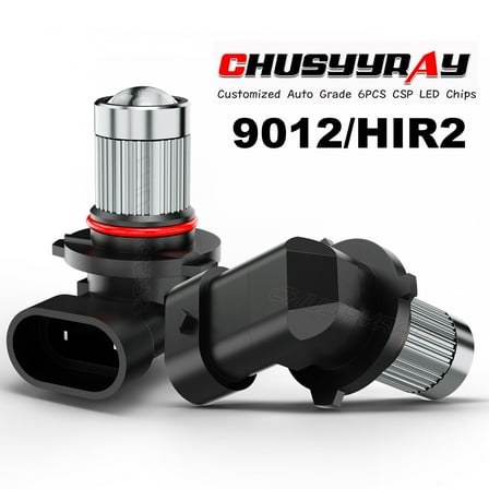 CHUSYYRAY 9012 HIR2 LED Headlight Bulbs Kit High Low Beam Super Bright 6000K White 2x