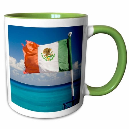 3dRose Mexico, Quintana Roo, Cozumel, Playa de Carmen, flag - SA13 JEG0782 - Julie Eggers - Two Tone Green Mug,