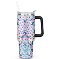 thumbnail image 2 of Colorful Flowers 40oz Stainless Steel Vacuum Insulated Tumbler with Lid and Straw Gifts for Mom Friend Sister Grandma, 2 of 7