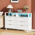 thumbnail image 3 of UBesGoo Fluted 6 Drawer Dresser with LED Lights, Modern Chest of Drawers Wood Dresser TV Stand, Double Dresser for Bedroom, Living Room, Hallway, 3 of 7