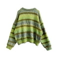 thumbnail image 7 of SCSAlgin Womens Rainbow Striped Sweater Crewneck Long Lantern Sleeve Cable Knit Pullover Jumper Tops, 7 of 7