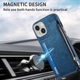 thumbnail image 4 of for iPhone 14 Plus Zipper Wallet Case with Card Holder, Back Flip Folio PU Leather Card Slots Case for Men Women, Magnetic Wireless Charging Shockproof Cover for iPhone 14 Plus 6.7", Blue, 4 of 13