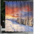 thumbnail image 4 of Ambesonne Winter Shower Curtain, Mountains Pine Trees, 69"Wx84"L, Orange White, 4 of 5