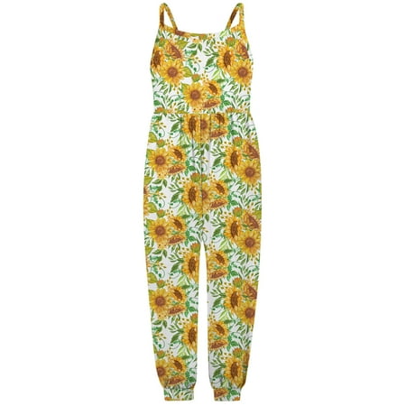 

Transer Savings Clearance 2023 Baby Backless Strap Slouch Jumpsuit for Toddler Girls Cute Harem Romper Pants Floral Jumpsuits with Pockets