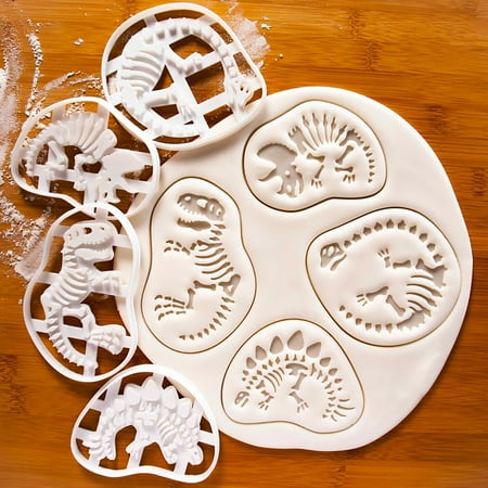 

Tuelaly Baking Tools Non-stick Reusable Easy to Clean DIY Plastic Dinosaur Cookie Cutters Mold for Bake