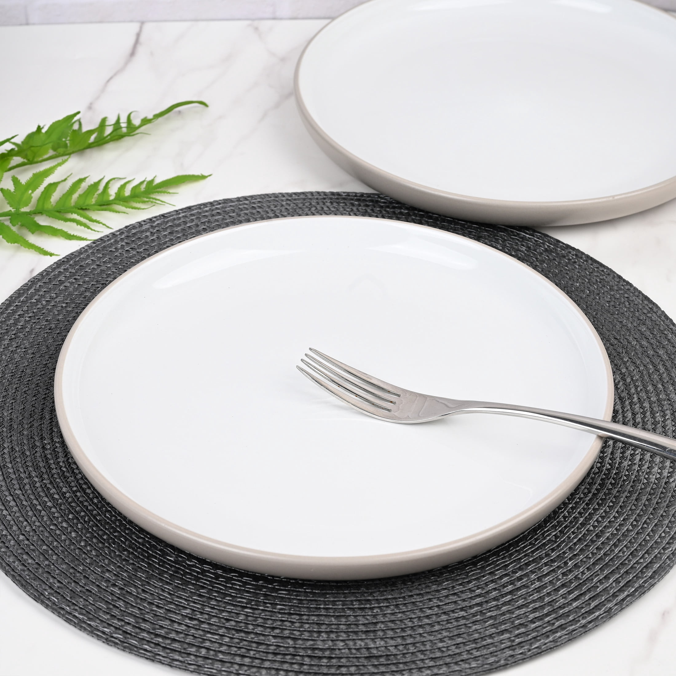 Mainstays Two Tone Tan Ceramic Dinner Plate
