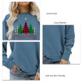 thumbnail image 4 of Camisas de Navidad para mujer, cuello redondo, patrón de árbol, fibra de poliéster suave, camiseta de manga larga para mujer, para fiesta, oficina, 4 of 5