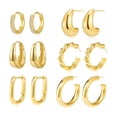 thumbnail image 1 of 6 Pares Aretes De Oro 14k Mujer Arracadas Huggies Moda dorado, 1 of 5