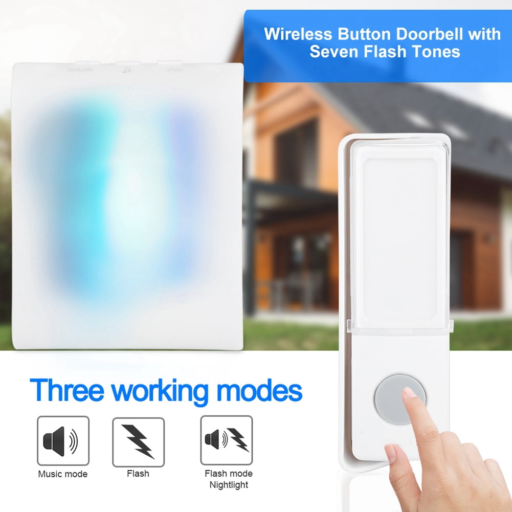 LAFGUR Wireless Button Door Bell Patient Elderly Deaf Caller with 7 Kinds of Flash Lamp Color Tones ,Patient Caller,Door Bell with 7 Kinds of Flash Lamps