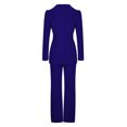thumbnail image 5 of LYXSSBYX Blazer Sets Women 2 Piece Outfits Women's Solid Turn Down Collar Long Sleeve Coat Tops + Pants + Belt Trousers Suit Set, 5 of 8