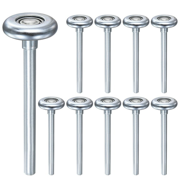 10 Pack 1.8" Zinc-Plated Steel Garage Door Rollers, 4.72" Long Stem, Silver