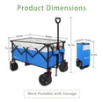 thumbnail image 3 of Omsix Collapsible Folding Wagon Cart Heavy Duty Folding Garden Portable Hand Cart with All- Beach Wheels, Adjustable Handle & Drink Holders (Blue), 3 of 6