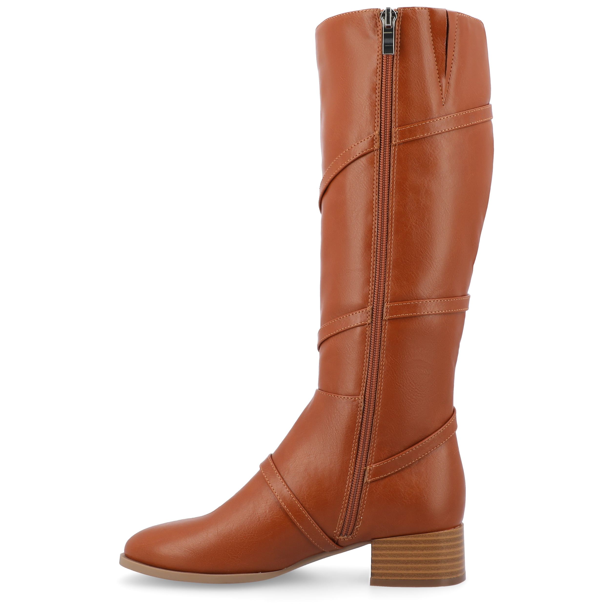 Journee Womens Elettra Stacked Block Heel Round Toe Boots