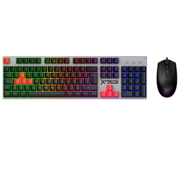 Kit Gamer 2 en 1 XTREME PC GAMING Battle Chief Legion Teclado Membrana Teclas Intercambiables Retroiluminado RGB Español Mouse 7200 DPI USB Rojo-Azul KXTGK2RB