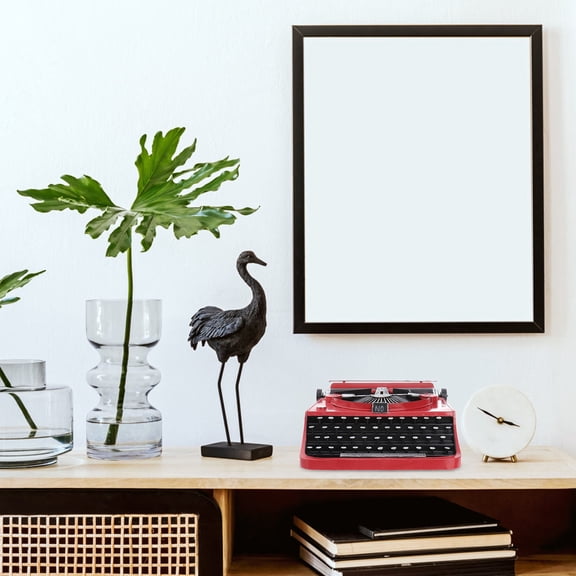 Amosfun 1Pc Vintage Typewriter Model Red Iron Art Manual Typewriter for Home Decor and Desktop Decoration