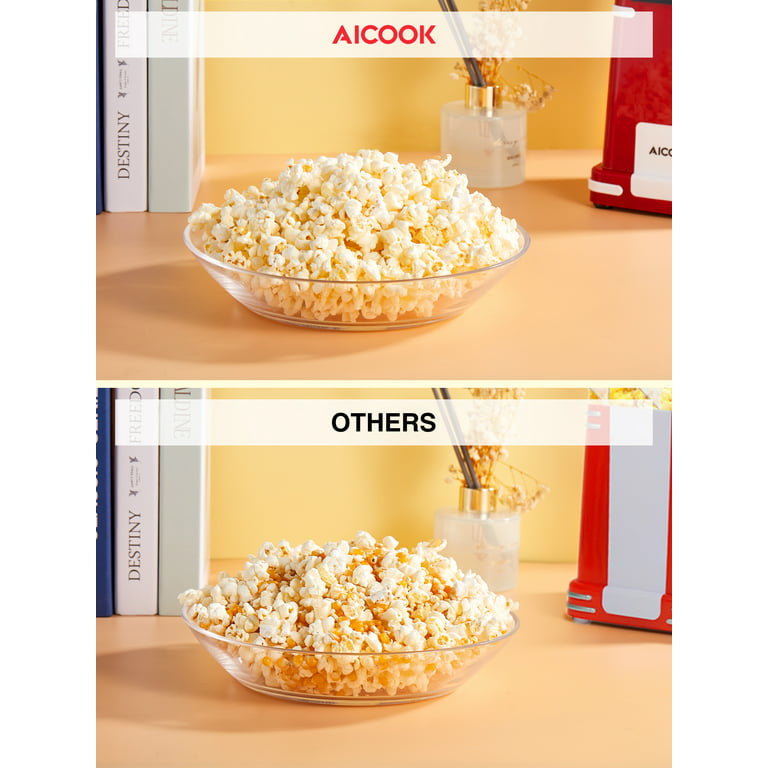AICOOK Electric Nostalgia Hot Air Popcorn Popper, 1200W, Retro Household,  Low-Calorie & Fat-Free
