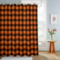 thumbnail image 4 of Shower Curtains for Bathroom, Black Orange Plaid Waterproof Fabric Shower Curtain, Farmhouse Buffalo Check Gingham Decorative Bathroom Curtain for Bathtub, 72"x72", No Hooks Included, 4 of 9