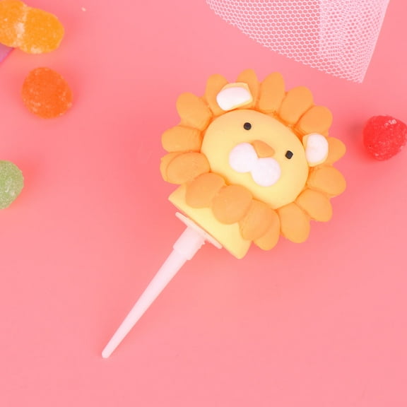 FOMIYES Jungle Animal Cake Toppers 1Pc Lion Shape Multi Color Polymer Clay for Birthday Party 8x1.8in